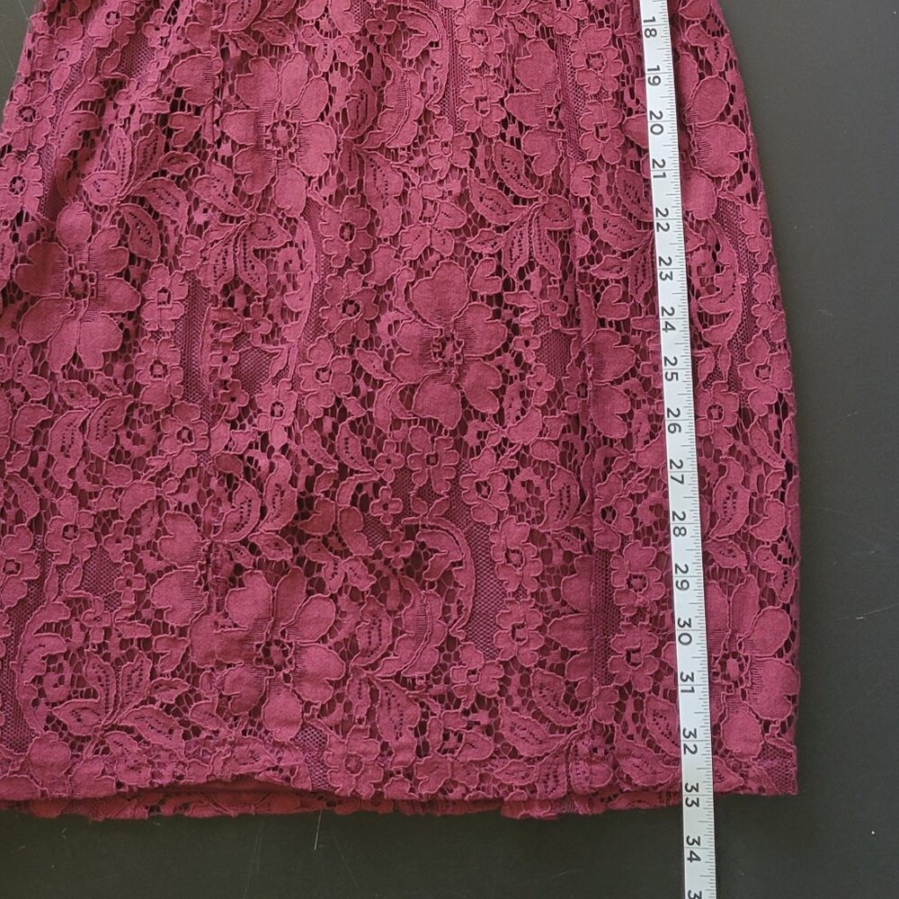 Lulu’s Classic/Elegant Mini Bodycon Dress, M, Lined, Sleeveless, Lace, Burgundy - Picture 7 of 8